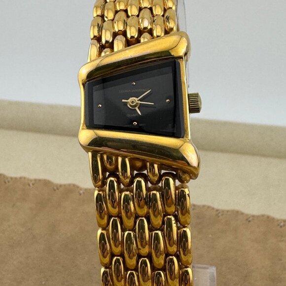 Gloria Vanderbilt Trapezoid Shaped Face Gold Tone Bracelet Asymmetrical Watch main image 5